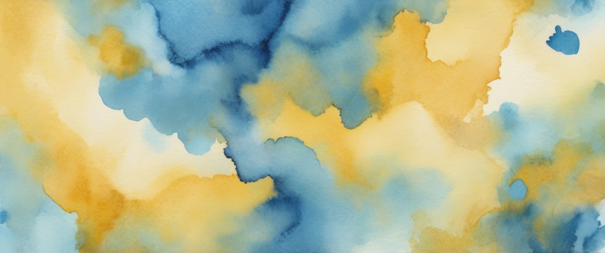 Abstract watercolor design file showing detailed blue and yellow pattern