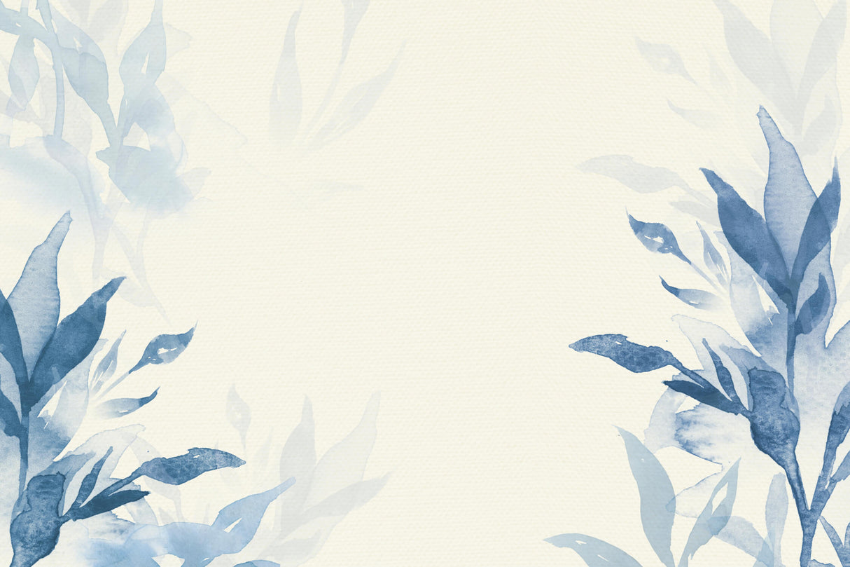 Watercolor botanical leaves design file showing delicate blue foliage pattern