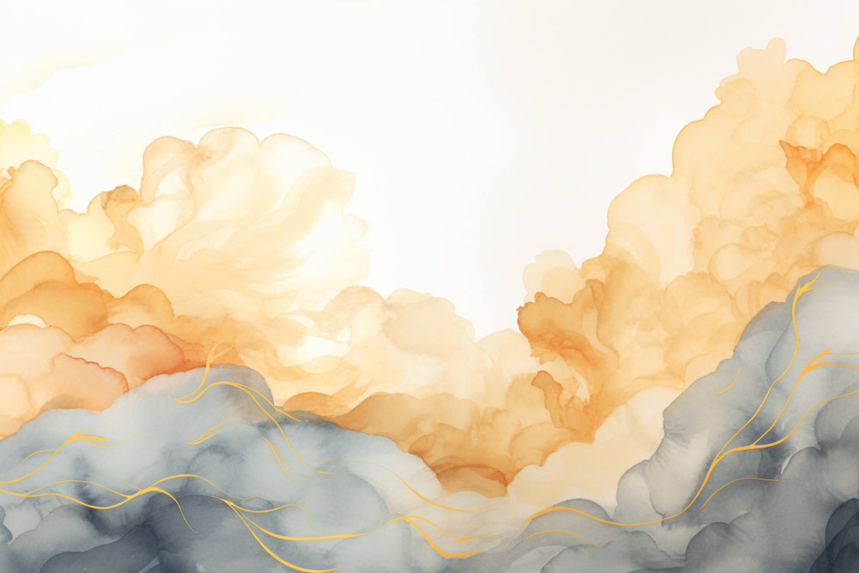 Design file of golden cloud watercolor pattern showing flowing abstract shapes
