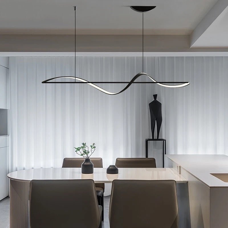 Modern LED Pendant Light Wave Design Linear Suspension - Detailed view