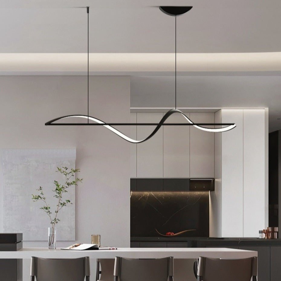 Modern LED Pendant Light Wave Design Linear Suspension - Product detail 5