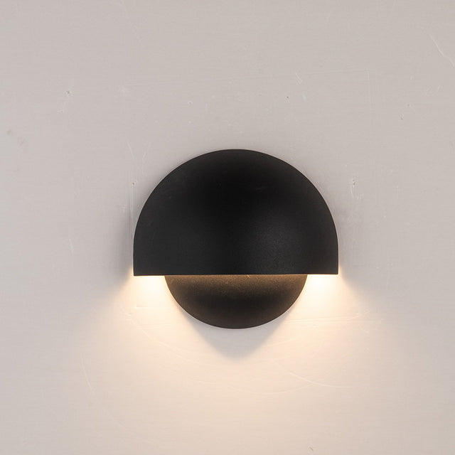 Modern LED Wall Light  Semicircle Black Outdoor Sconce - Product showcase