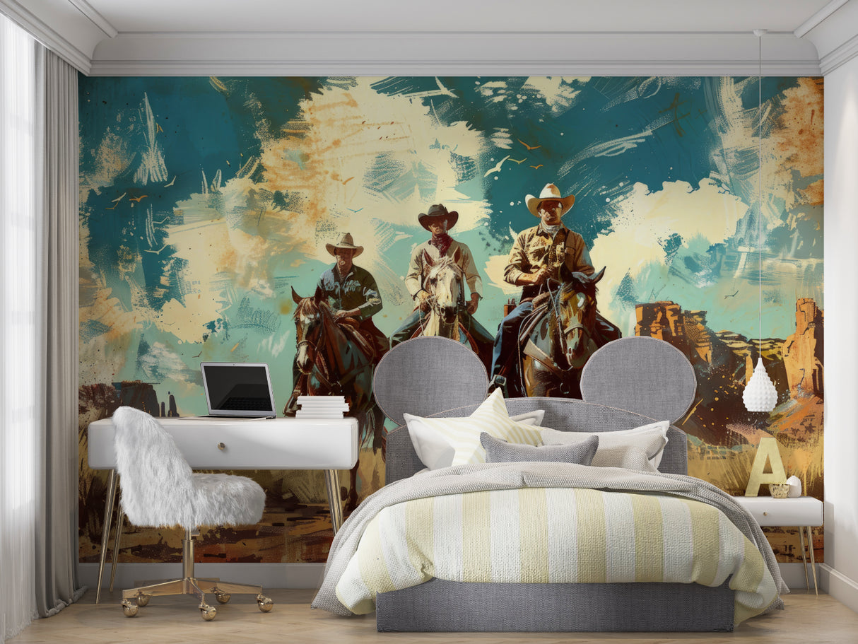 Western wall design showcased in a rustic dining room setting