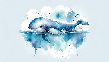 Blue whale watercolor design file showing intricate ocean art pattern and detailed color palette