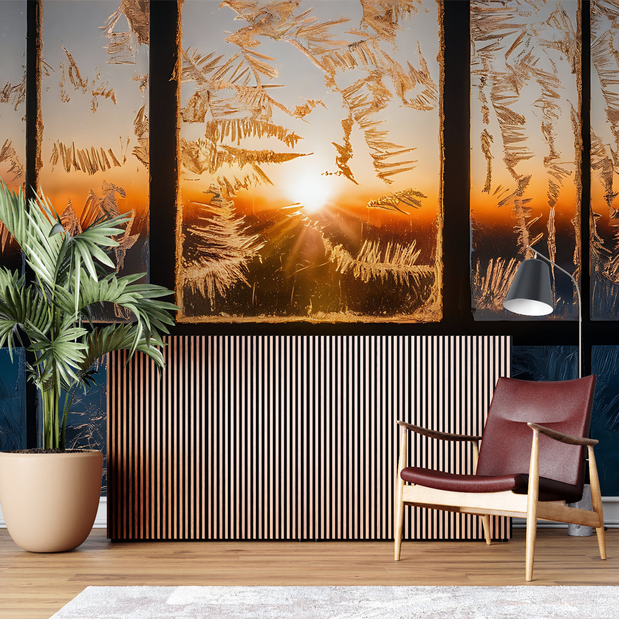 Nature window wallpaper making small home office feel spacious