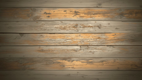 Weathered wood wall mural creating cozy atmosphere in dining room with natural lighting