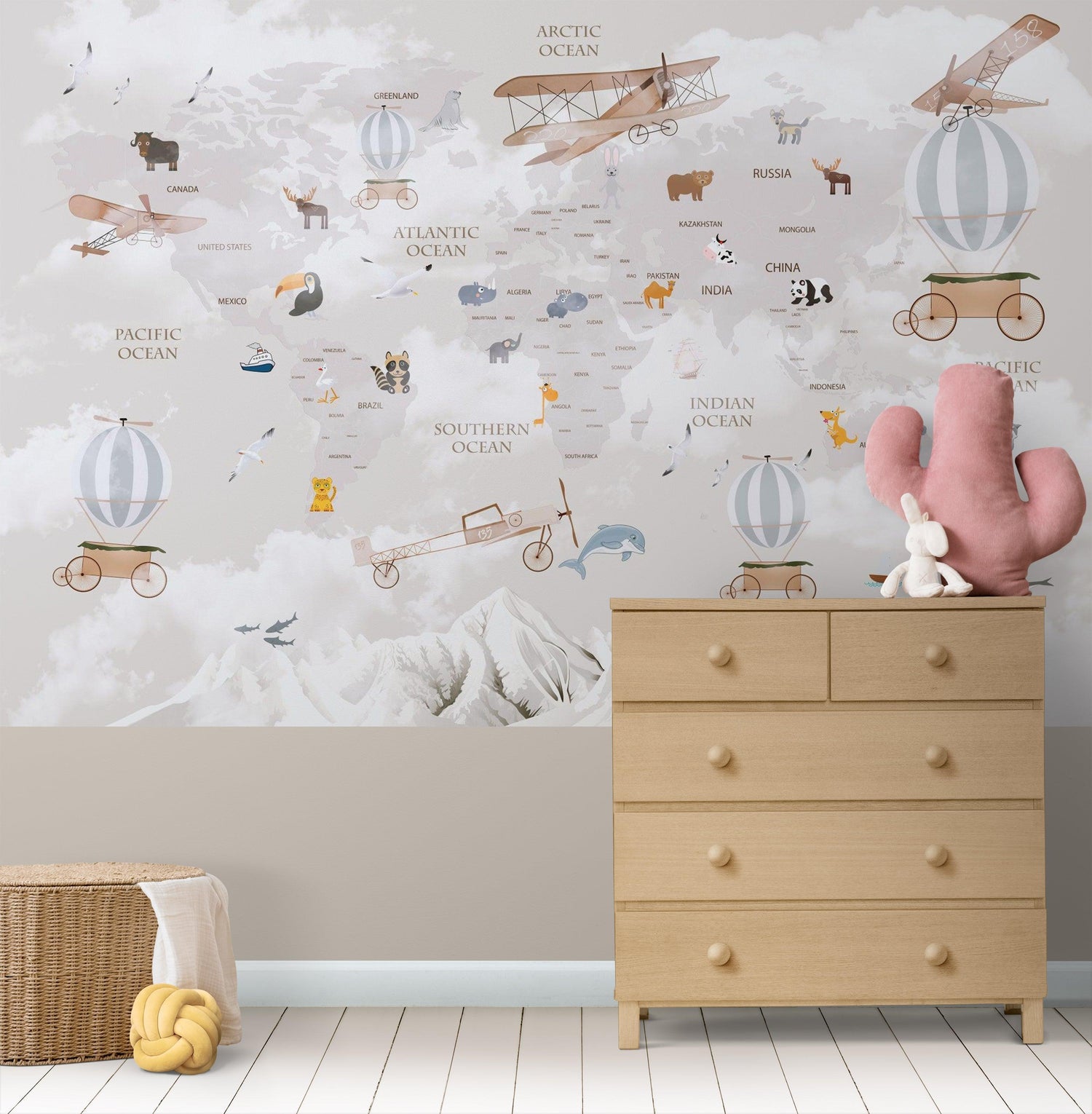 Adventure Map Wallpaper in home office showing versatile style