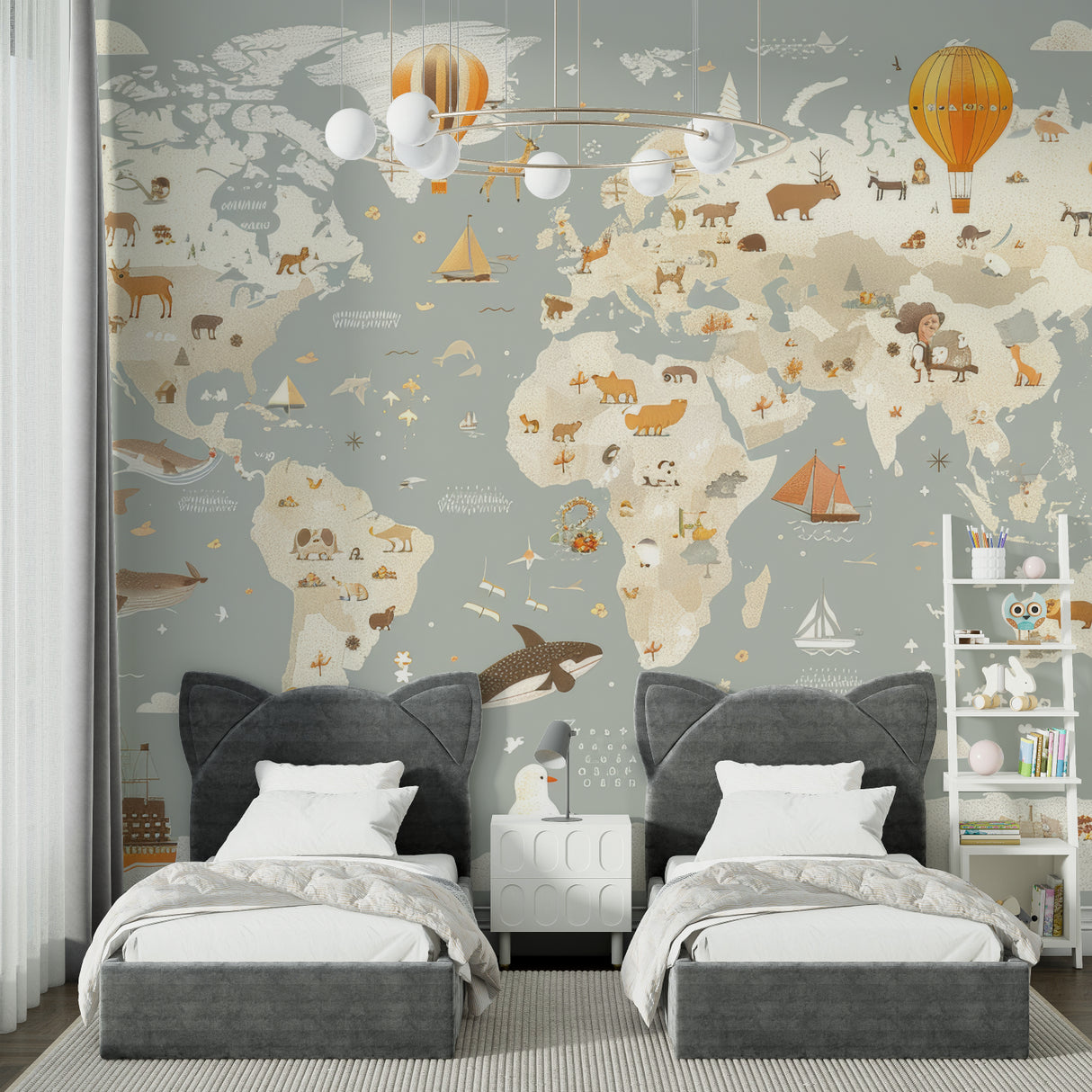 Adventure map wallpaper showcased in children's learning space