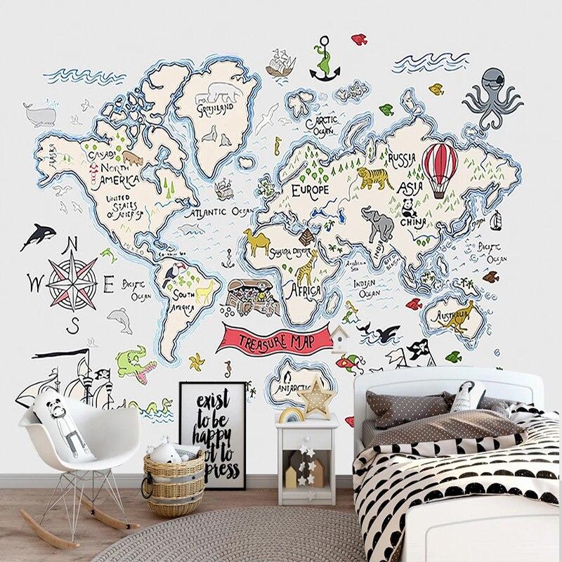 Kids world map wallpaper transforming a nursery into an adventure learning space