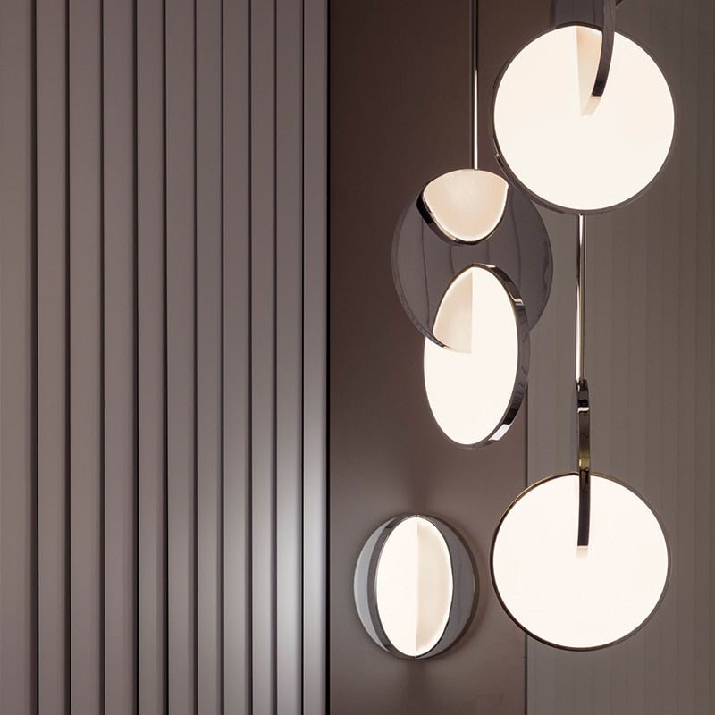 Modern LED Pendant Light Rotating Metal Disc Design - Product detail 6