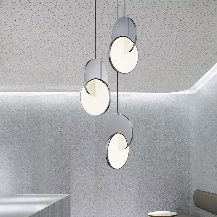Modern LED Pendant Light Rotating Metal Disc Design - Product detail 8