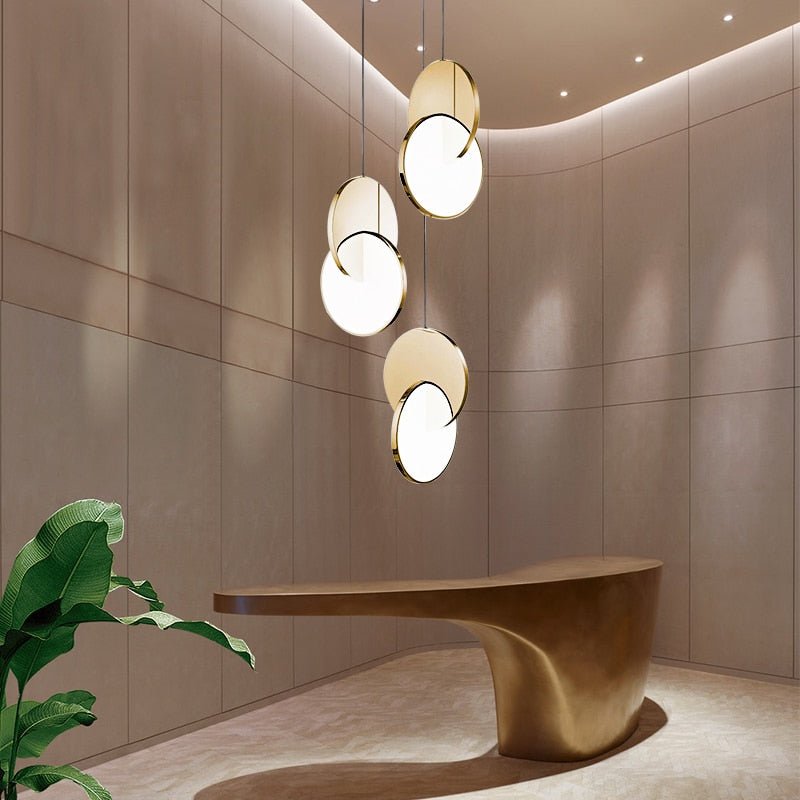 Modern LED Pendant Light Rotating Metal Disc Design - Product detail 5