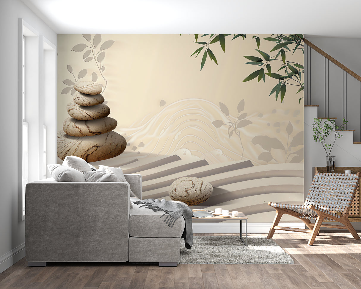 Peaceful zen wallpaper in a master bedroom with natural light