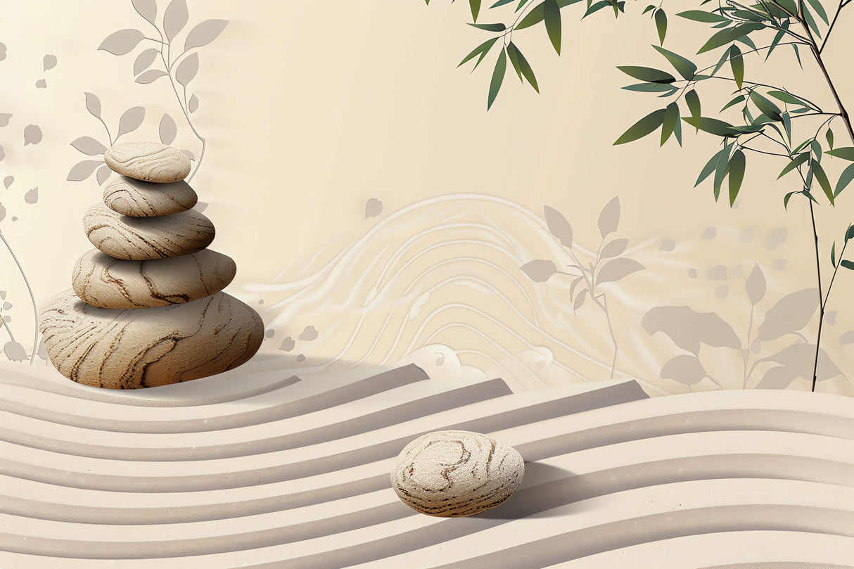 Design file showing bamboo leaves and stone pattern detail