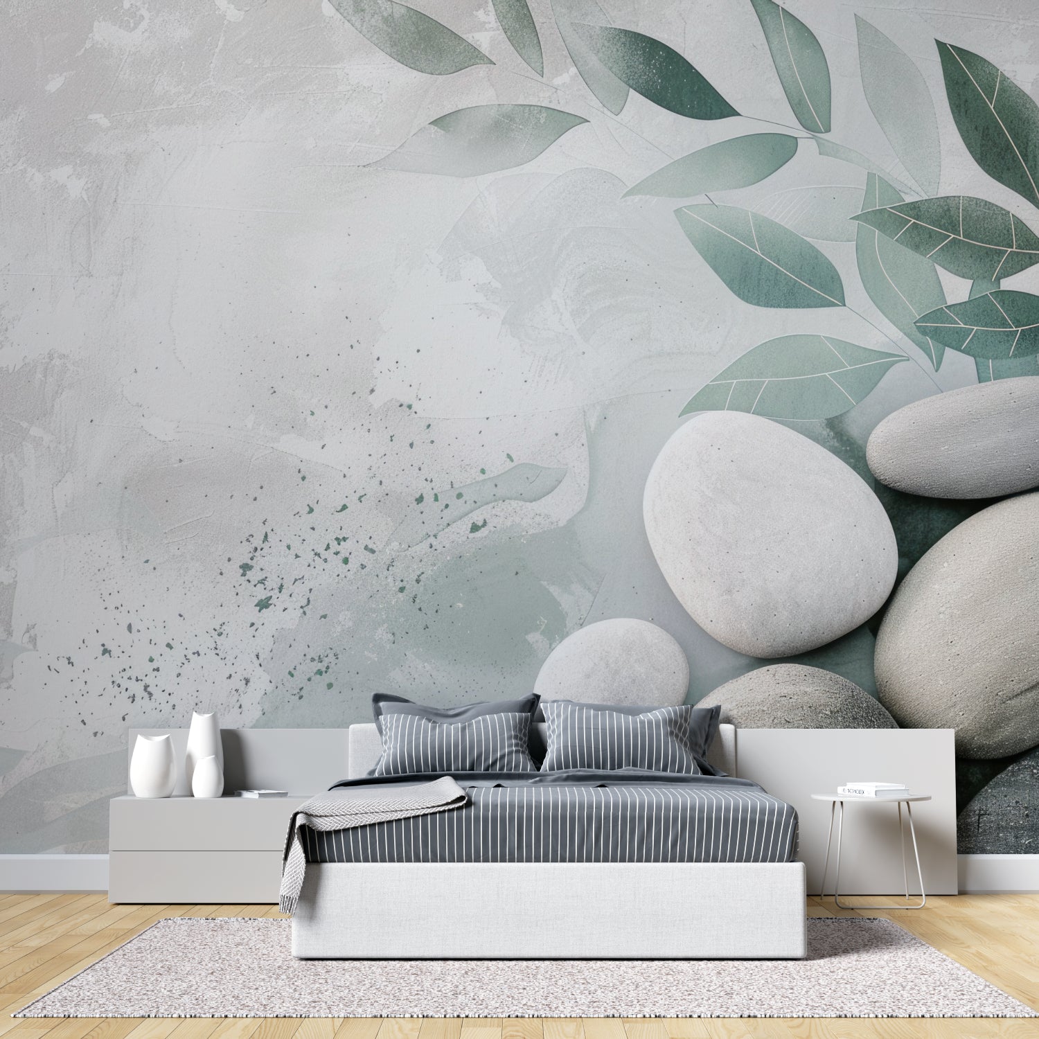 Minimalist zen wallpaper enhancing home office space