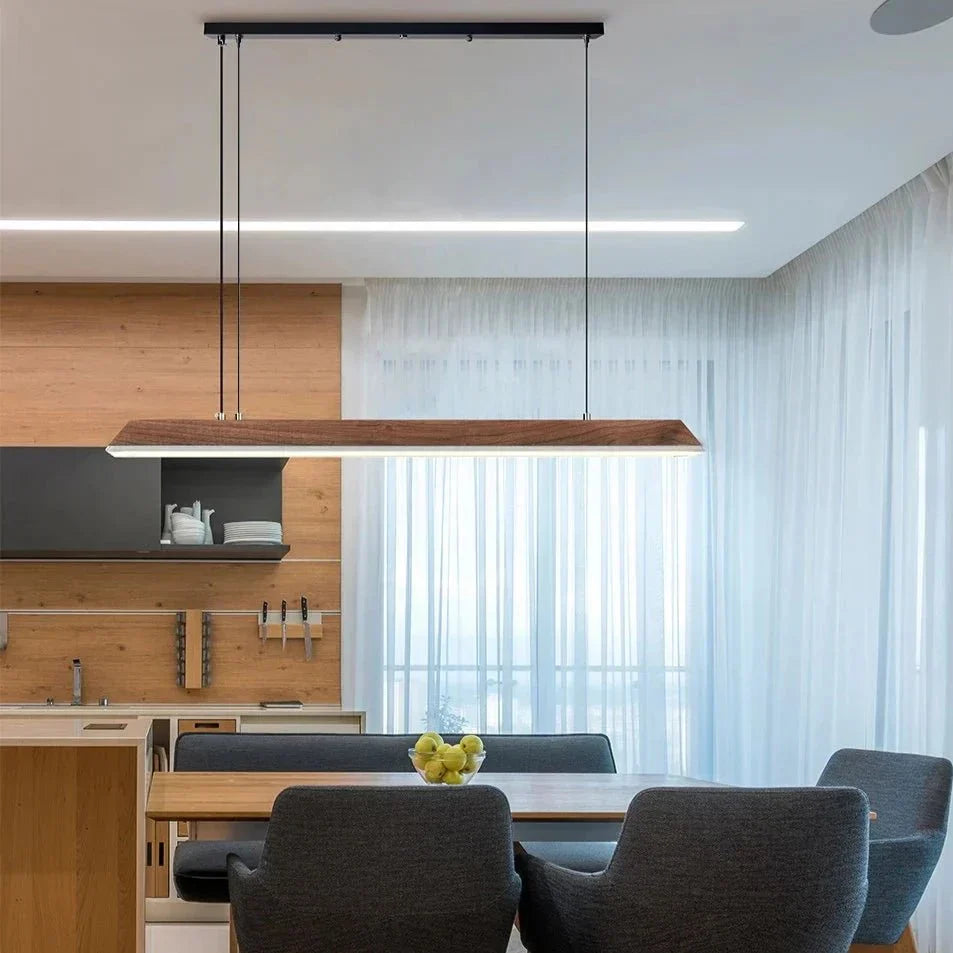 Modern LED Pendant Light Wood and Aluminum Linear Design - Product detail 6