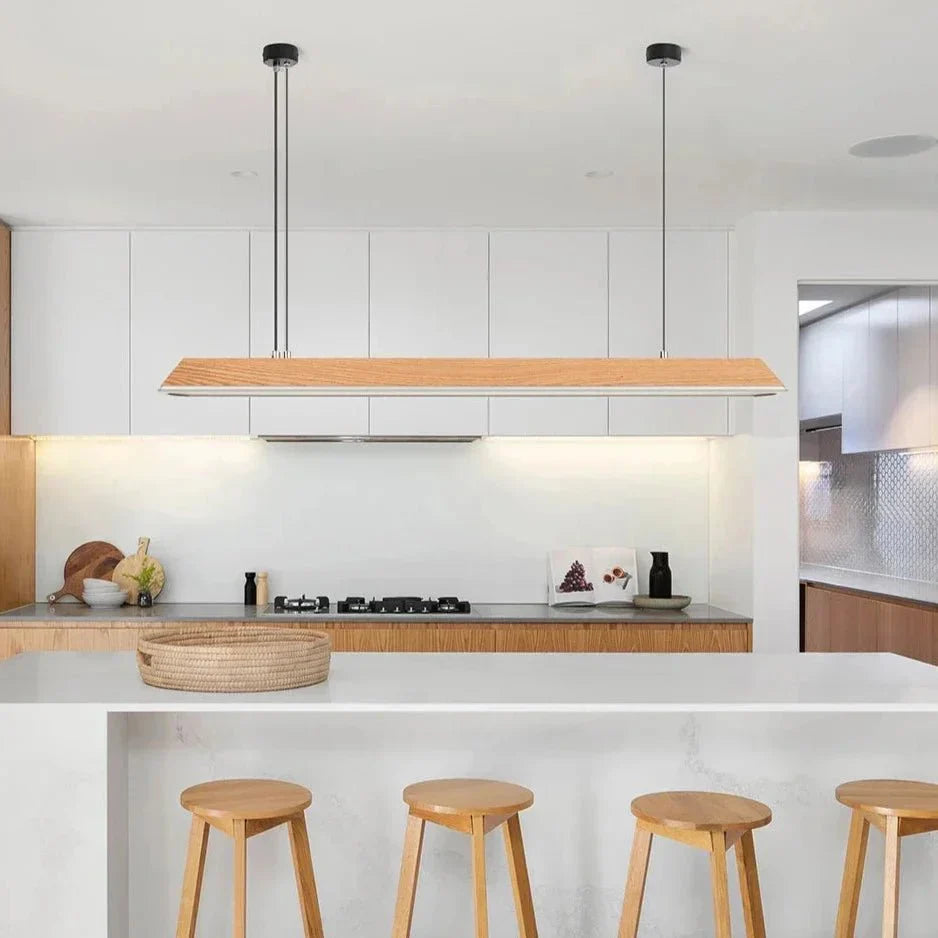 Modern LED Pendant Light Wood and Aluminum Linear Design - Product detail 5