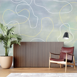 Abstract Mural Wallpaper | Gentle Curves in Grey and Yellow