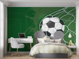 Football Mural Wallpaper | Soccer Ball in Net Design