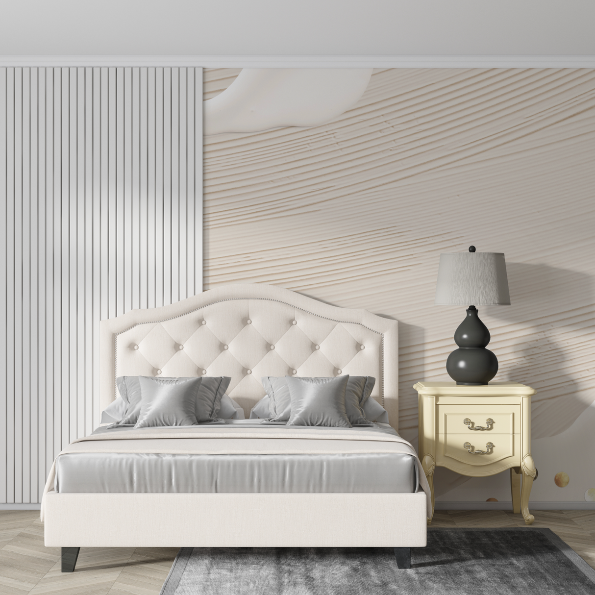 Abstract Mural Wallpaper | Modern Beige Wave Pattern