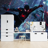 Superhero Mural Wallpaper | Cyberpunk City Night Scene