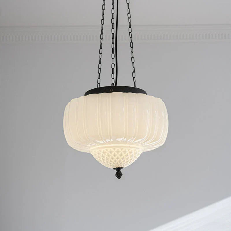 Modern Glass Pendant Light  White Dome Chain Hanging Design - Product detail 4