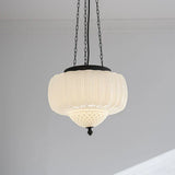 Modern Glass Pendant Light  White Dome Chain Hanging Design - Product detail 4