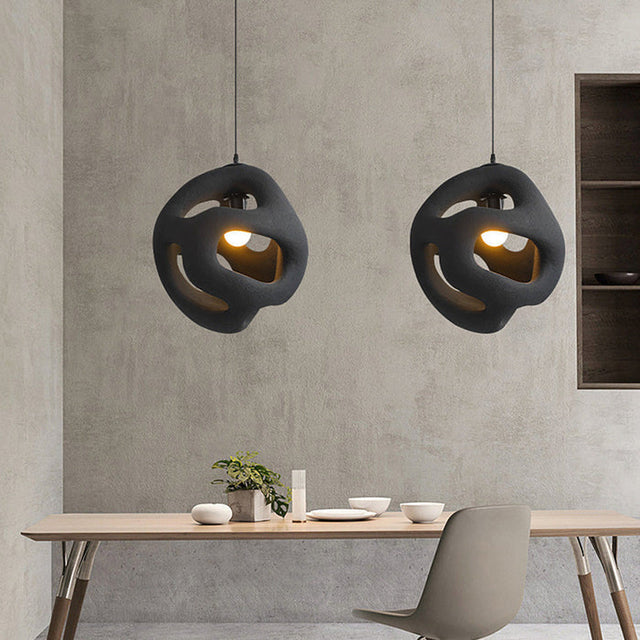 Modern Pendant Light  Sculptural Matte Black Design - Product showcase
