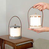 Portable LED Lantern  Modern Gray With Leather Handle - Product detail 4