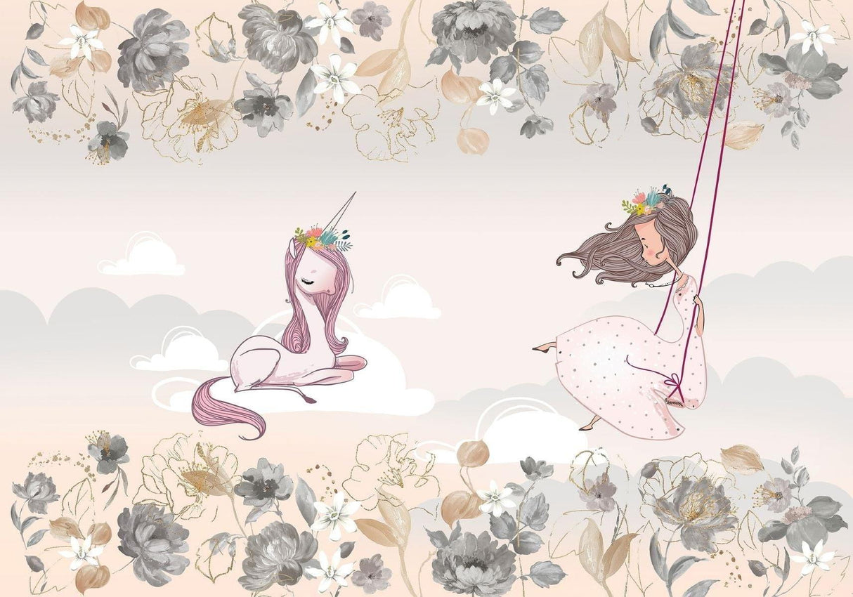 Papier Peint Mural Princesse | Licorne de Rêve et Design Floral