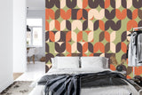 Geometric Mural Wallpaper | Retro Mid-Century Pattern in Earth Tones