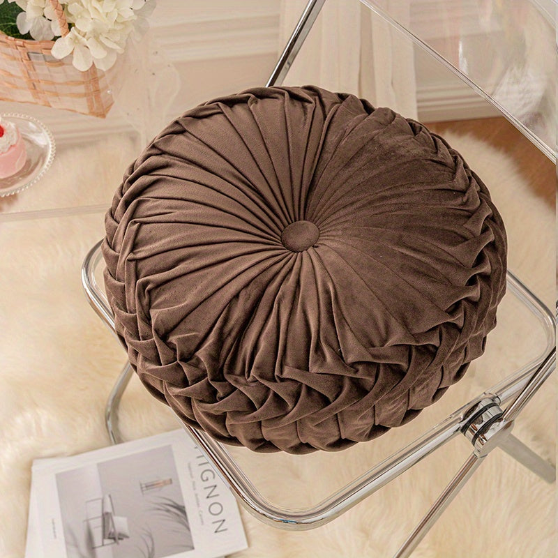 Round Velvet Cushion  Pleated Design with Center Button - Product detail 11