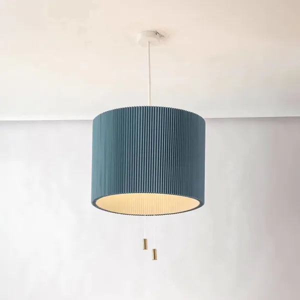 Modern Pleated Pendant Light  Adjustable LED Fabric Shade - Detailed view