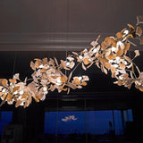 Ginkgo Leaf Chandelier  Brass and White Floral Design - Product example