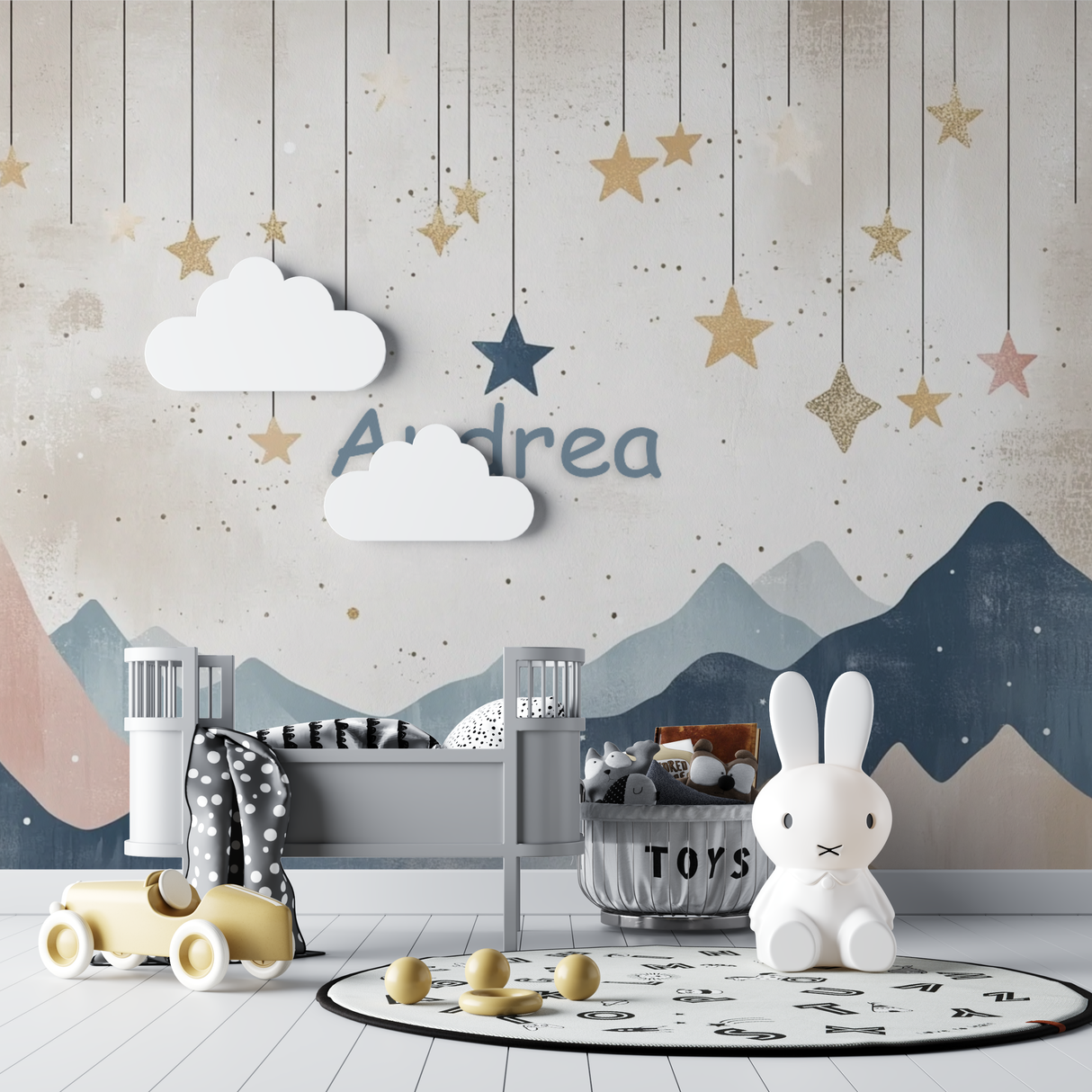 Mountain Stars Mural Wallpaper | Nordic Night Sky Design