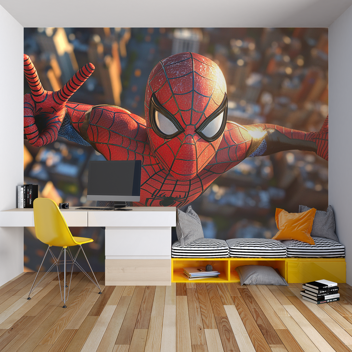 Superhero Mural Wallpaper | Spider-Man Action Scene in 3D