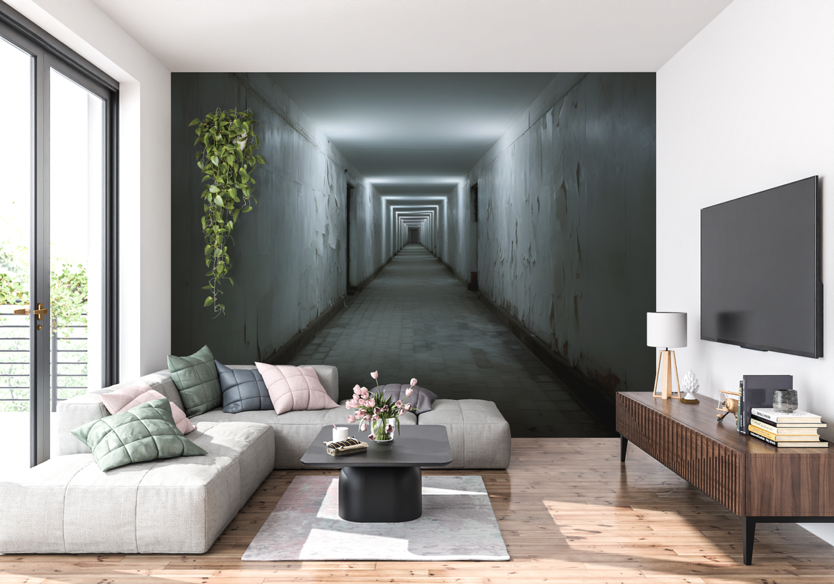 3D Optical Illusion Mural Wallpaper | Modern Black and White Tunnel Design