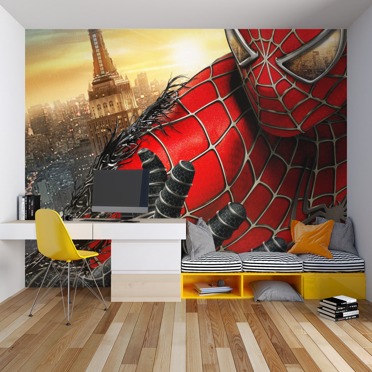 Superhero Mural Wallpaper | Spiderman Red and Black Design
