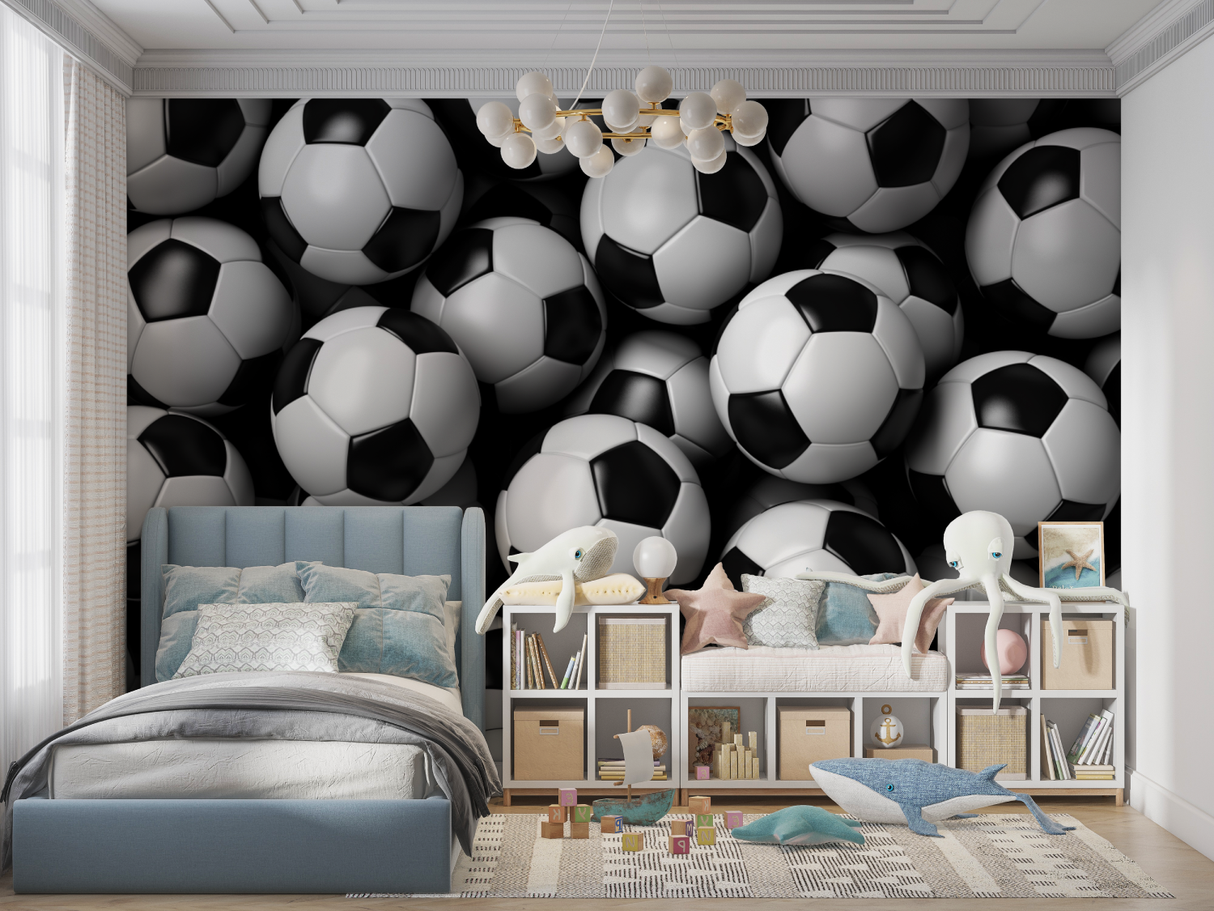 Football Mural Wallpaper | 3D Soccer Ball Pattern