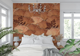 Art Deco Mural Wallpaper | Terracotta Fan Leaves Pattern