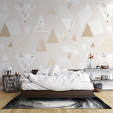 Geometric Mural Wallpaper | Modern Beige Triangle Pattern