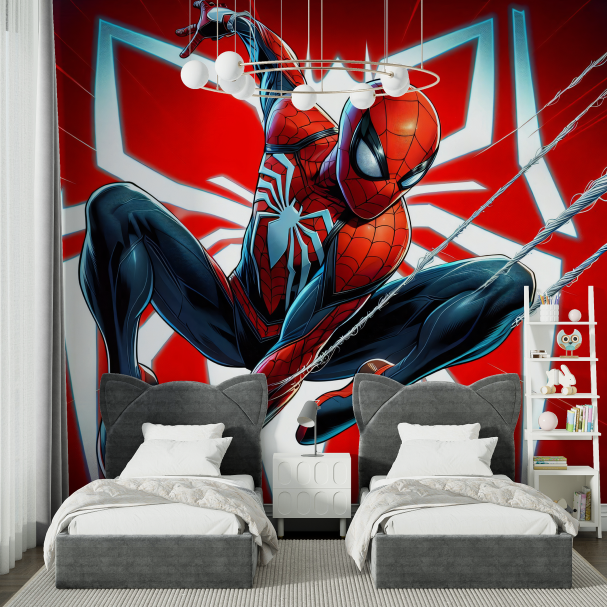Superhero Mural Wallpaper | Dynamic Spider Design in Red
