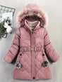 Girls Winter Puffer Coat  Quilted Heart Design With Fur Hood - Product detail 9