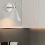 Modern Horn Wall Lamp  White Metal Wood Accent - Product showcase