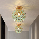 Floral Glass Ceiling Light  Crystal Petal Design - Detailed view