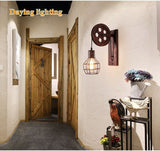 Industrial Wall Sconce  Vintage Pulley Cage Design - Detailed view