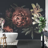 Floral Mural Wallpaper | Vintage Peony and Lily Dark Garden