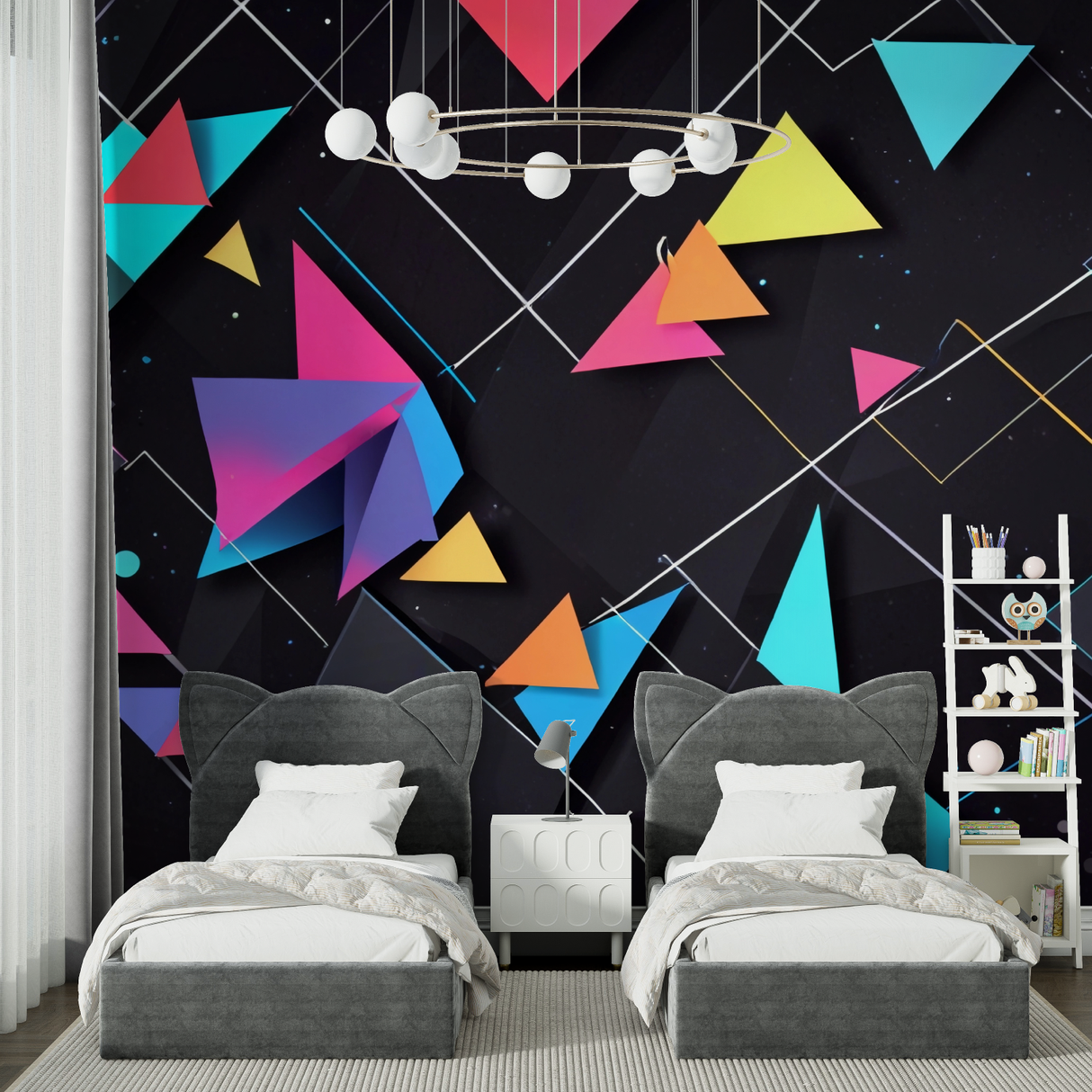 Geometric Mural Wallpaper | Modern 3D Triangle Design