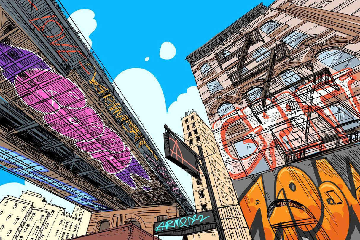 Urban Mural Wallpaper | Street Art Comic Style Design