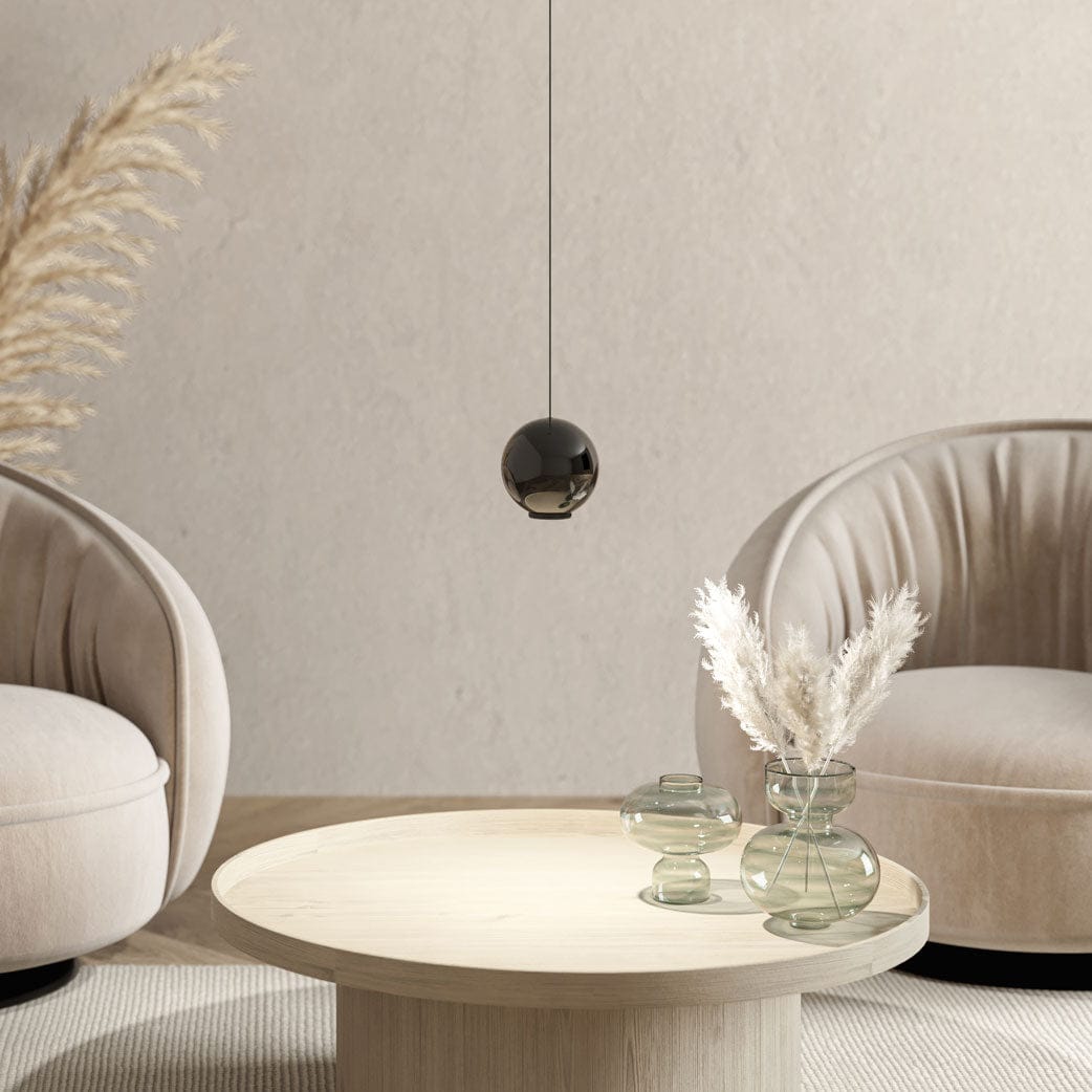 Modern Pendant Light  Spherical Black Glass Design - Product showcase